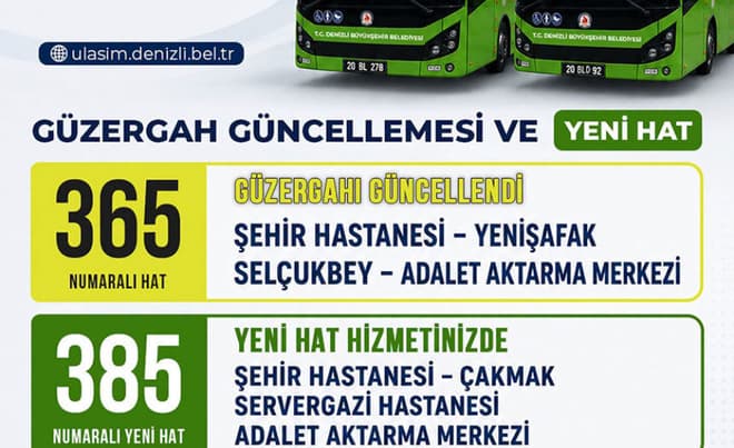 Denizli'de Şehir Hastanesi Ulaşımında Önemli Yenilikler: Yeni Hat ve Güncellenen Güzergahlar Hizmete Girdi